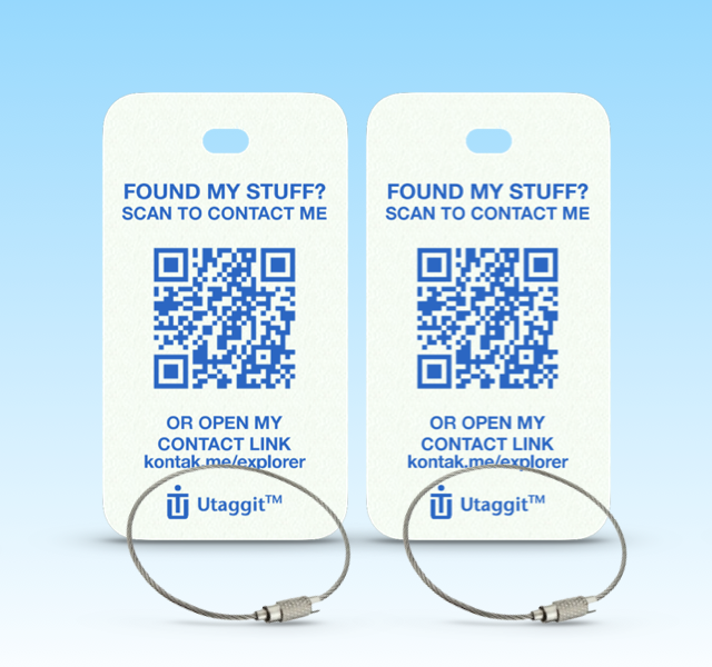 BLUE on WHITE Bag Tags